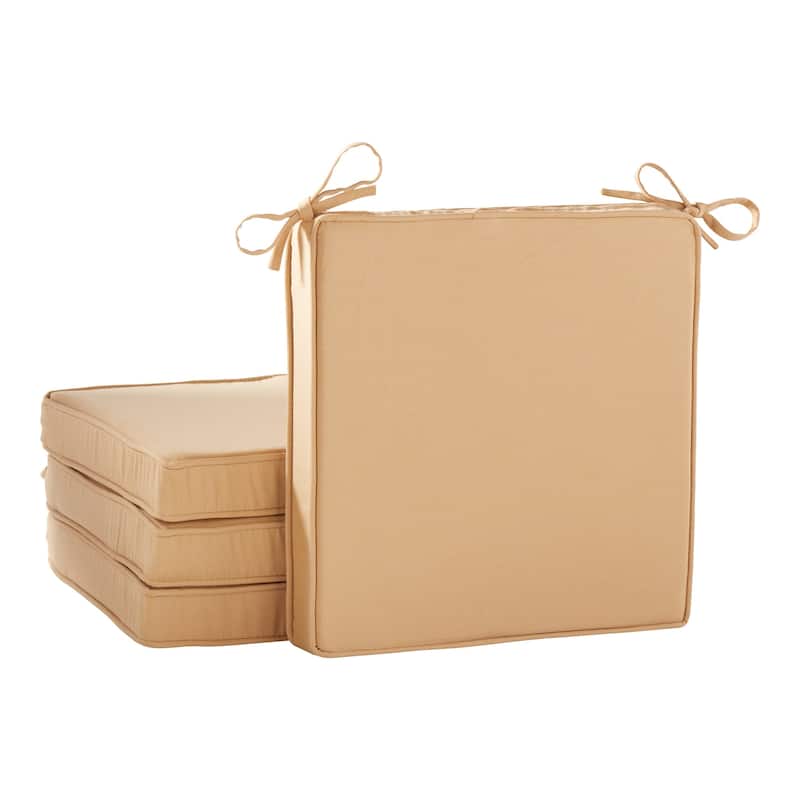 Sunbrella Indoor/ Outdoor 17-inch Square Corded Chair Pad - Canvas Wheat - Set of 4