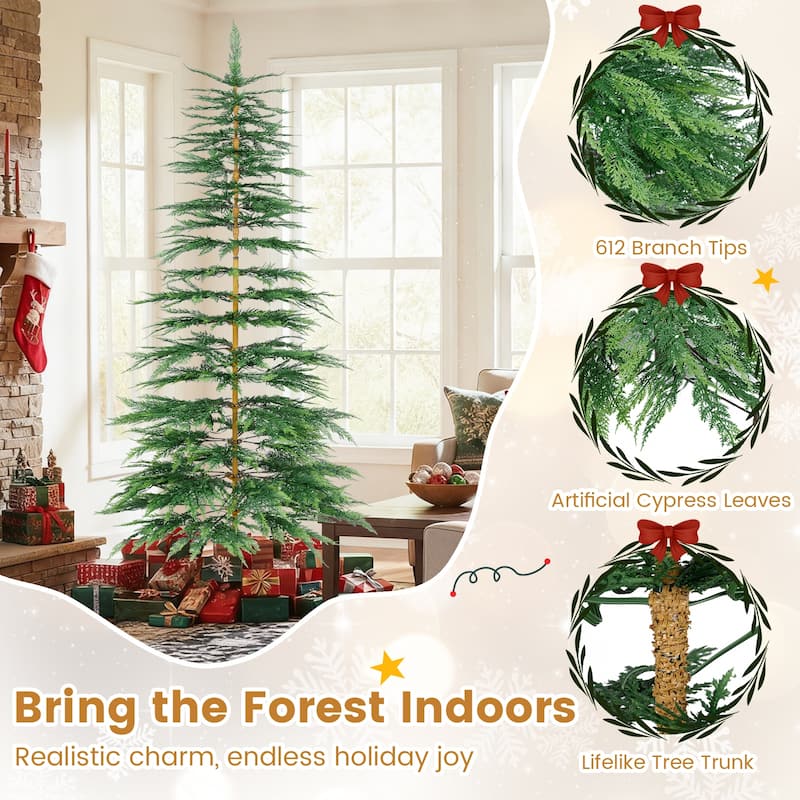 Costway 6.5 FT/7.5FT Pre-Lit Christmas Tree Hinged with 470/612 PE