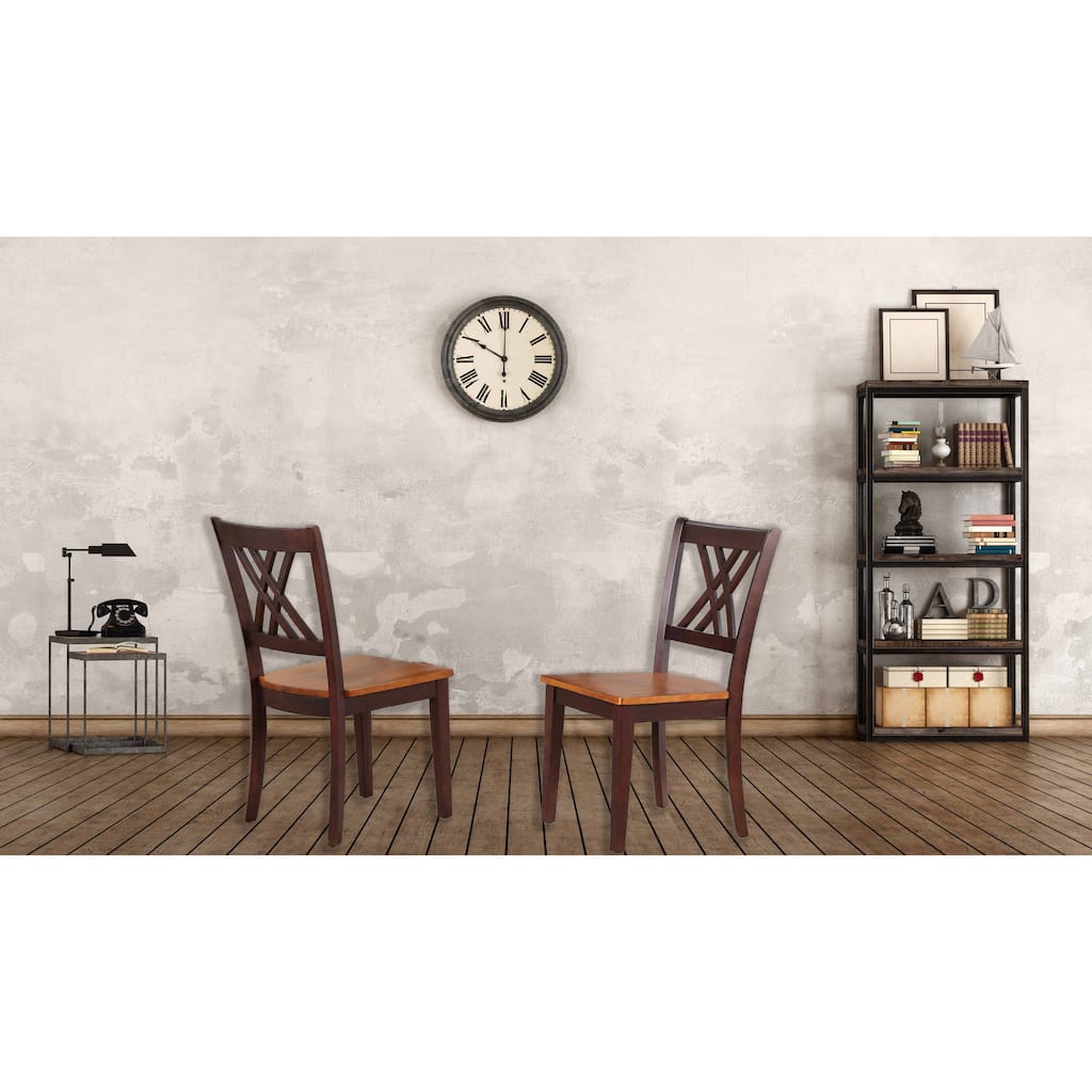 Double X-Back Antique Grey Dining Chair (set of 2)