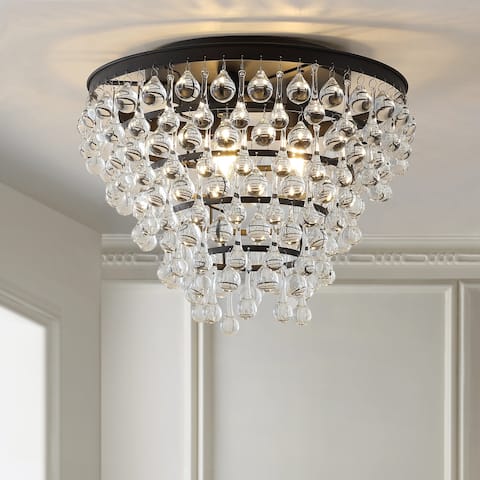 Marc 16" Metal/Crystal LED Flush Mount, by JONATHAN Y