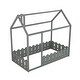 preview thumbnail 7 of 7, Gray Twin Size Wood Bed House Bed Frame with Fence for Kids