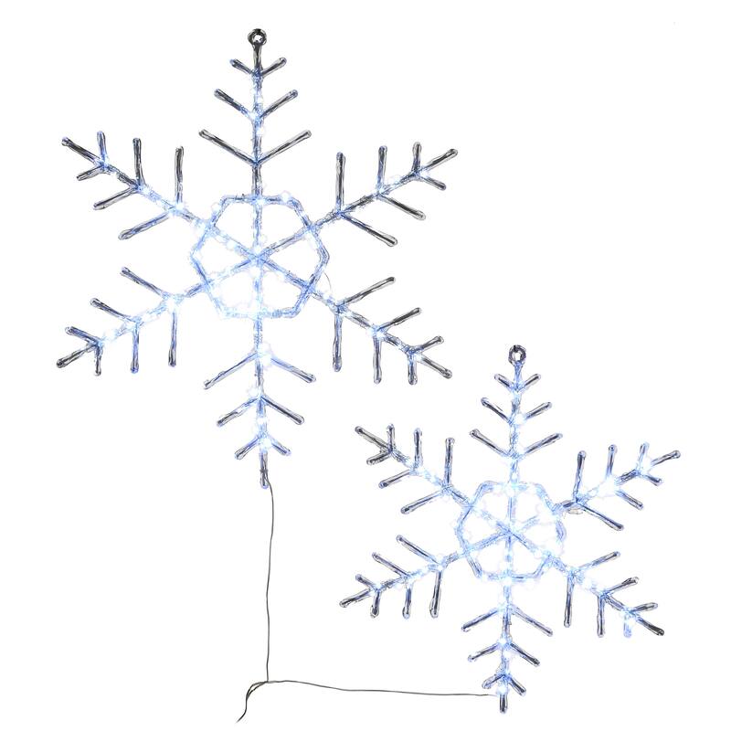 National Tree Company Hexagon Ice Crystal Snowflake Pair with LED Lights - White - 20 in