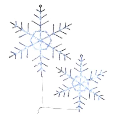 National Tree Company Hexagon Ice Crystal Snowflake Pair with LED Lights - White - 20 in