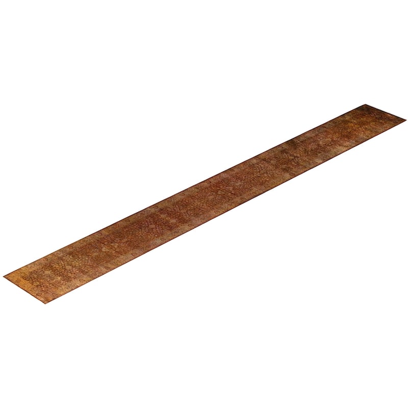 Overton Hand Knotted Wool Vintage Inspired Modern Contemporary Overdyed Red Area Rug - 2' 7" x 24' 1"