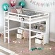preview thumbnail 18 of 32, Full Size Loft Bed With Desk,Cabinets,Bedside Tray,Charging Station