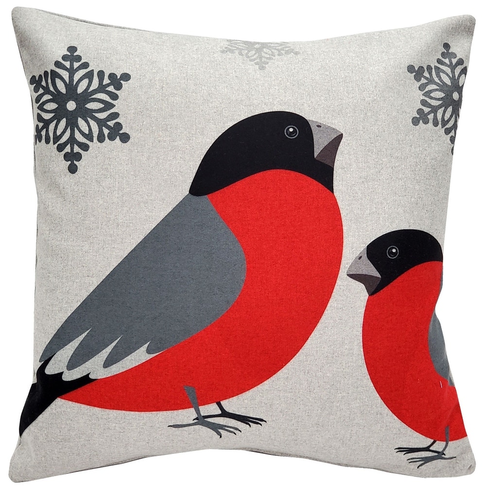 Winter Finch Peaceful Birds Throw Pillow