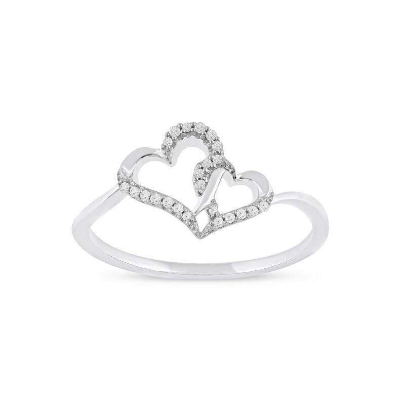1/20ct TDW Diamond Heart Ring in 10k Gold for Women - 8 - White