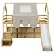 preview thumbnail 70 of 78, Twin/Full Size House Loft Bed with Slide and Tent, Wooden House Bed with Roof Frame, Storage Shelves & Car Shaped Storage Unit