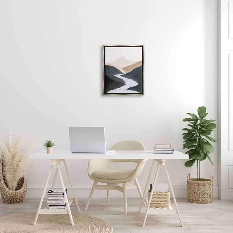 Stupell Flowing River Nature Landscape Foggy Distant Mountain Floater Frame, Design by JJ Design House LLC