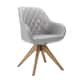 Art Leon Classical Swivel Office Accent Chair with Wood Legs - Walnut Finished Wood Legs - Light Grey Faux Leather