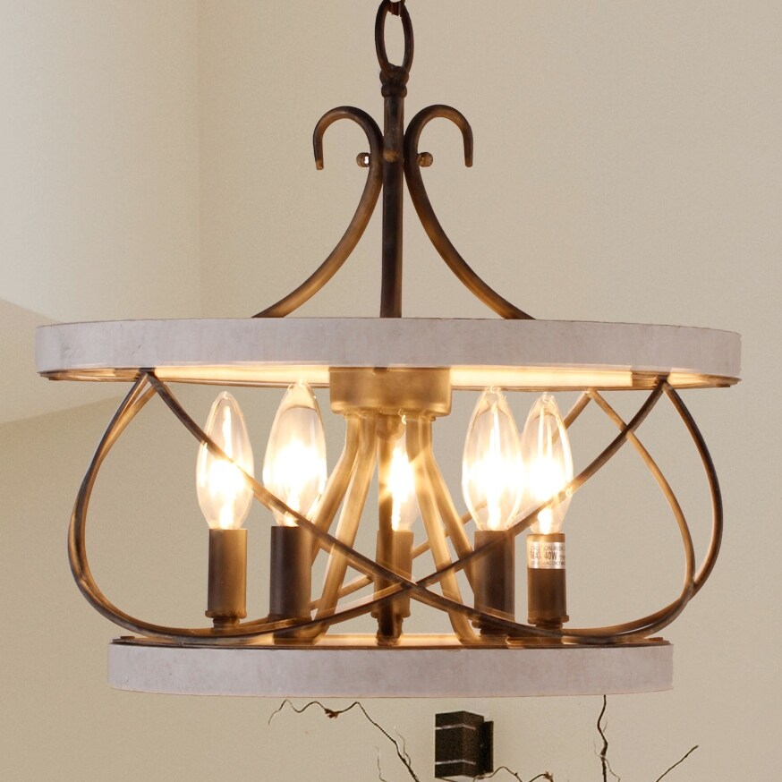 Classic Wood Chandelier with 5 lights Vintage Wood Light with