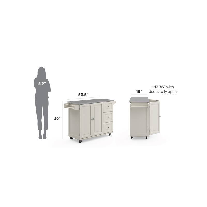 Dolly Madison Kitchen Cart with Stainless Steel Top by Homestyles