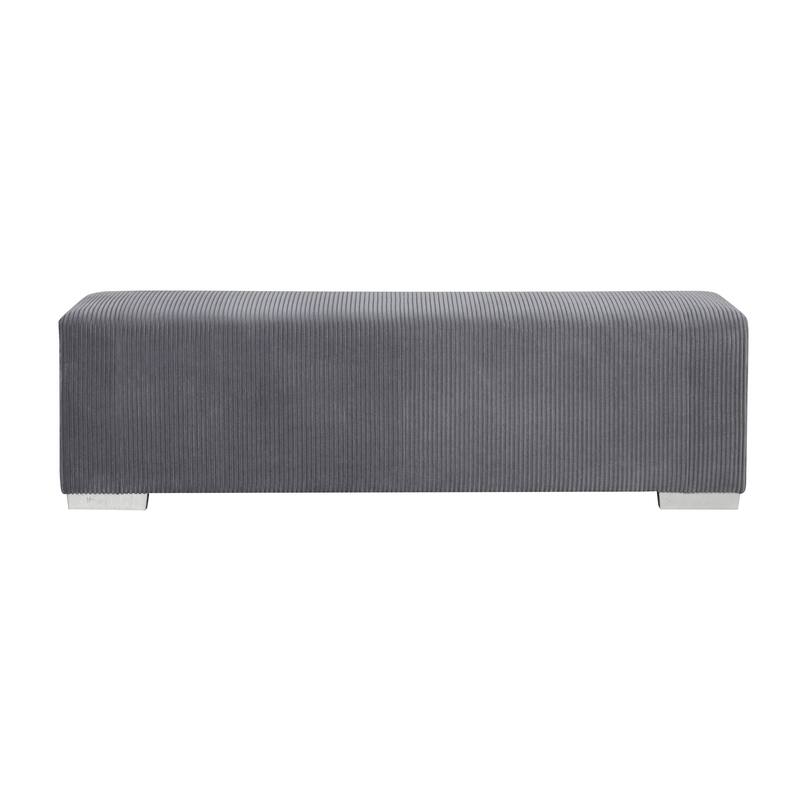 Furniture of America Goffney Chenille Bench with Fireplace Simulator and Bluetooth Audio