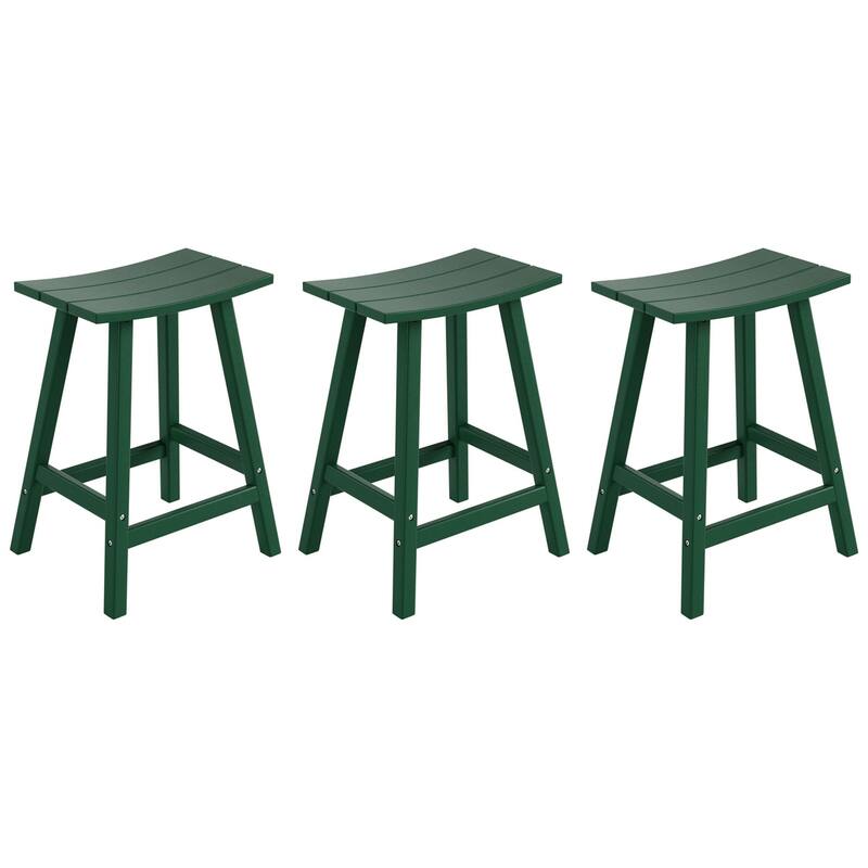 Polytrends Laguna Hdpe All Weather Outdoor Patio 24" Saddle Seat Counter Stool (Set Of 3)