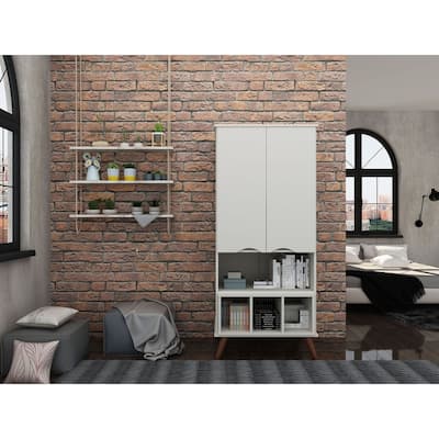 Manhattan Comfort Hampton Wood 6 Shelf Display Cabinet