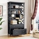 preview thumbnail 1 of 4, Tall Bookshelf with Open Sotage Shelves & 2 File Drawers Black+Dark Grey