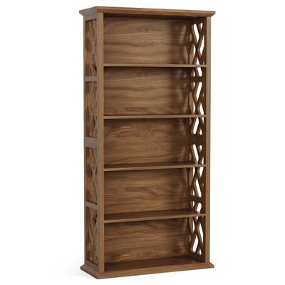70.9" Wooden Bookshelf, Farmhouse 5-Shelf Bookcase and Bookshelves