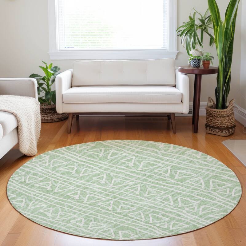 Premium Washable Super Soft Geo Mayfield Rug - Mint - 8' x 8' - Round
