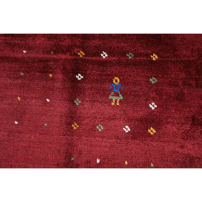 Tribal Gabbeh Oriental Area Rug Handmade Tribal Red Silk Carpet - 5'4" x 8'0"