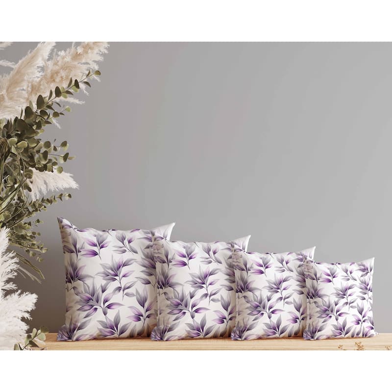 Enchanted Leaflet Indoor/Outdoor Reversible Throw Pillow Silver and Purple