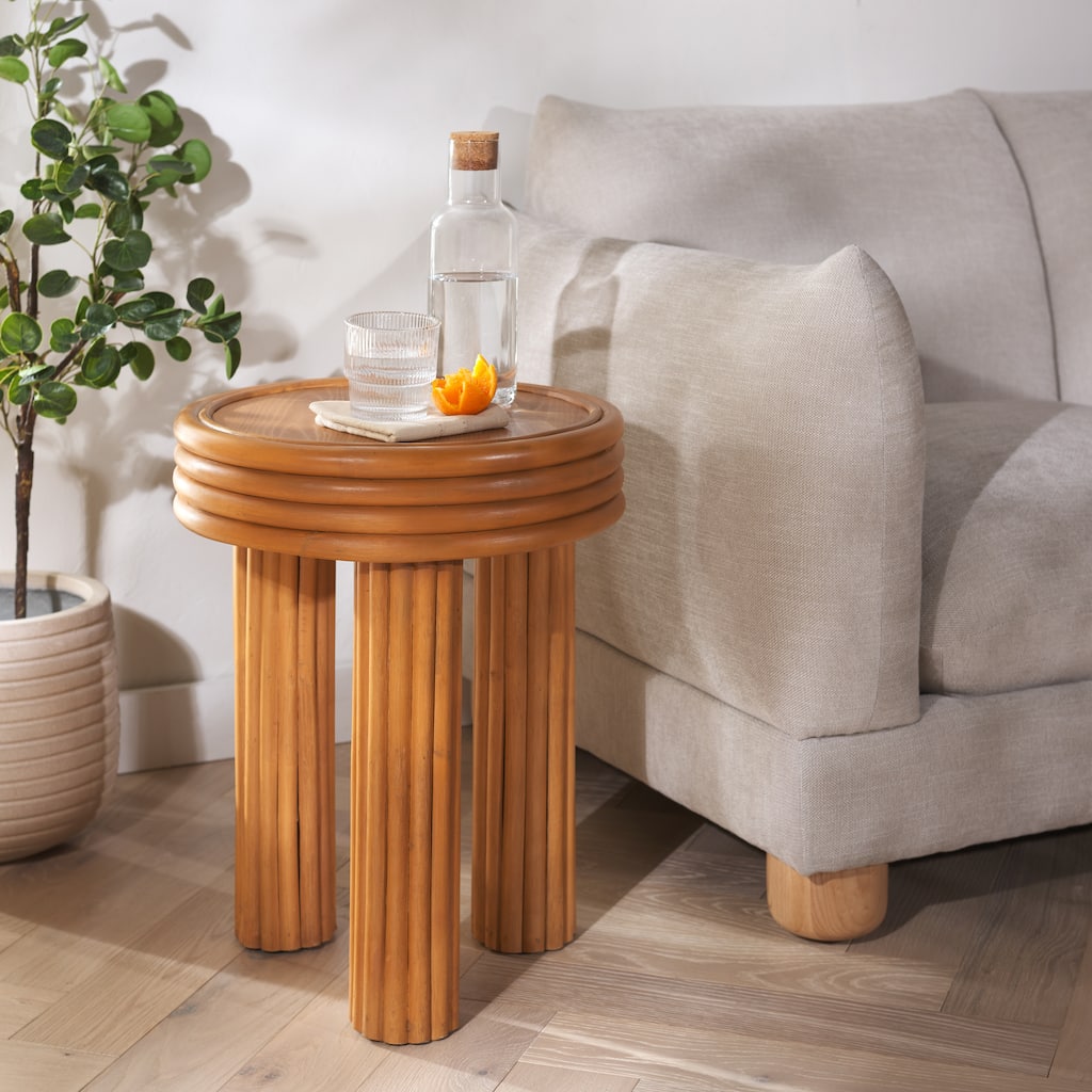 SAFAVIEH Couture Bayard Rattan Round Accent Table - 17"W x 17"D x 20"H