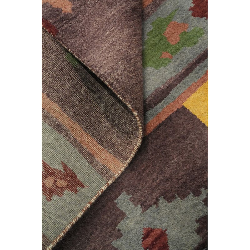 Handmade Wool Gabbeh Vegetable Dye Turkish Area Rug Handmade Wool Carpet - 9' 0'' X 6' 1''