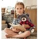 preview thumbnail 7 of 5, DolliBu Plush Black Bear and Brown Bear with Red Plaid Hoodie - 10Lx8Wx9H inches