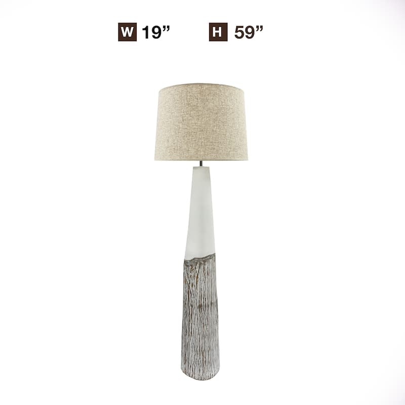 Brown Textured Resin Tall Floor Lamp with Linen Shade for Modern Rooms