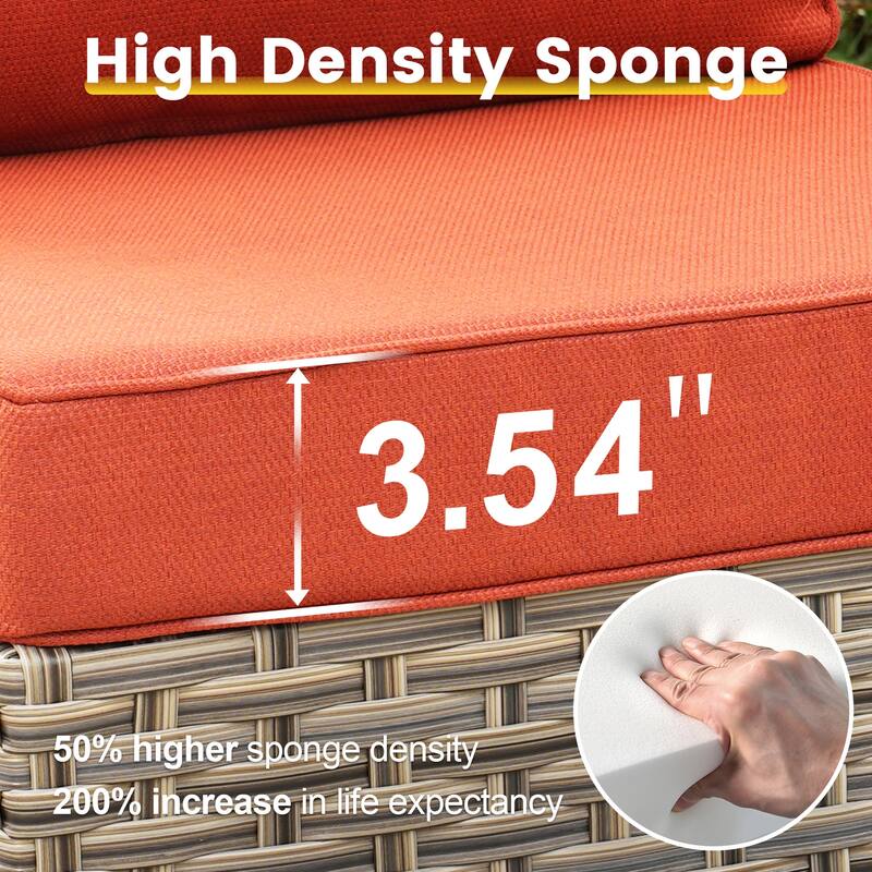 XIZZI 8-Piece Outdoor Wicker Furniture Sectional Set with Firepit