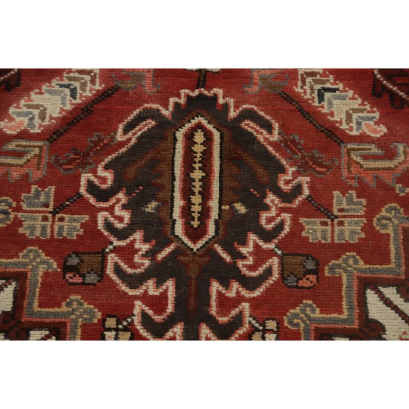 Hand Knotted Oriental 100% Wool Carpet Traditional Medallion Oranges & Rust Heriz Area Rug - 9' 9'' X 6' 3''