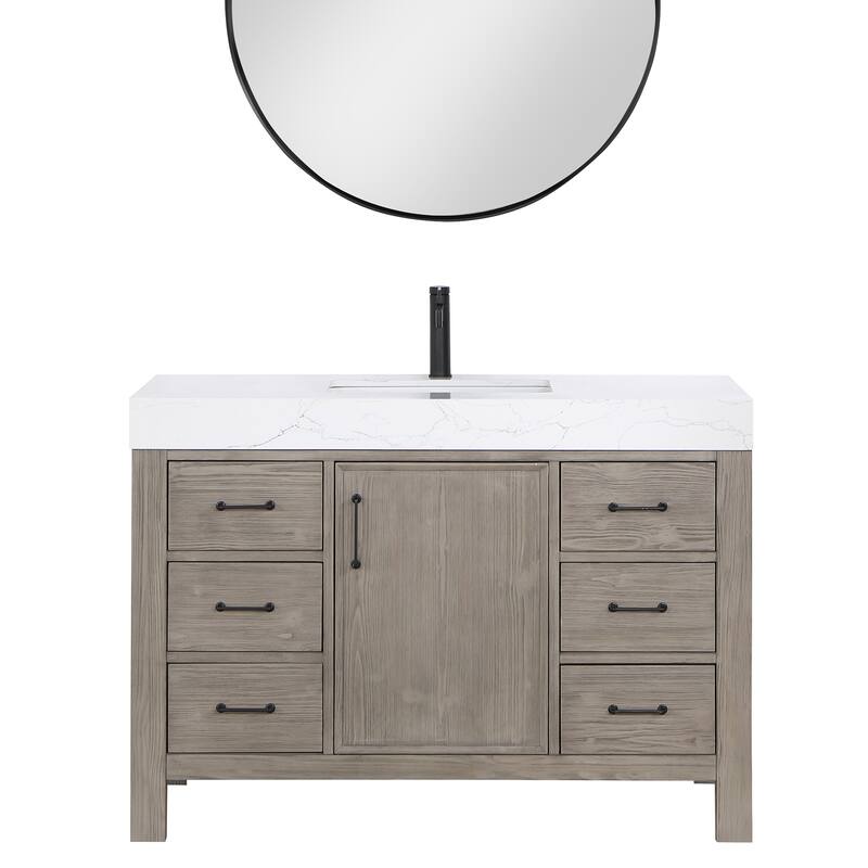 Leon 48 in. Single Bathroom Vanity with Composite Stone Top