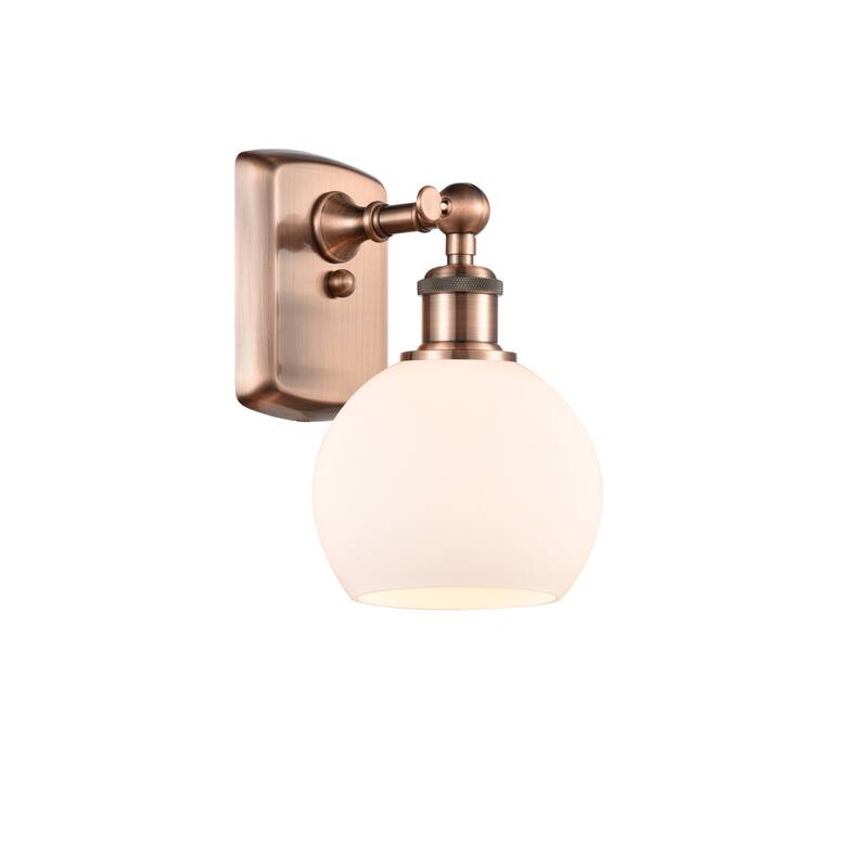 Innovations Lighting 516-1W-10-6 Athens Sconce Athens 10" Tall Wall - Antique Copper / Matte White