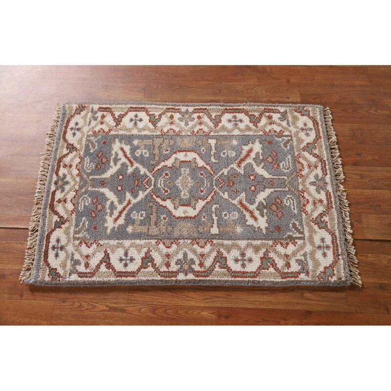 Transitional Oushak Style Area Rug Handmade Wool Carpet - 2'0"x 3'0"