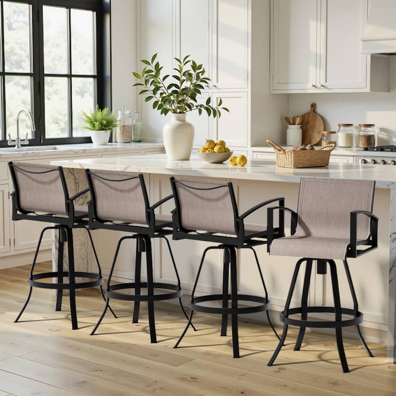 30''H Outdoor Patio Aluminum Premium Sumbrella Fabric Swivel Bar Stools