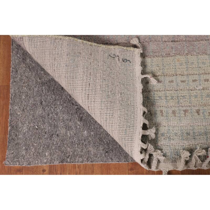Striped Moroccan Style Area Rug Hand-Knotted Wool Carpet - 8'0" x 10'3"