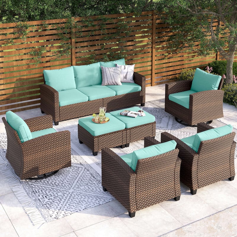 5/9-Seat Patio Furniture Wicker Rattan Outdoor Deep Seating Sectional Sofa Large Conversation Set