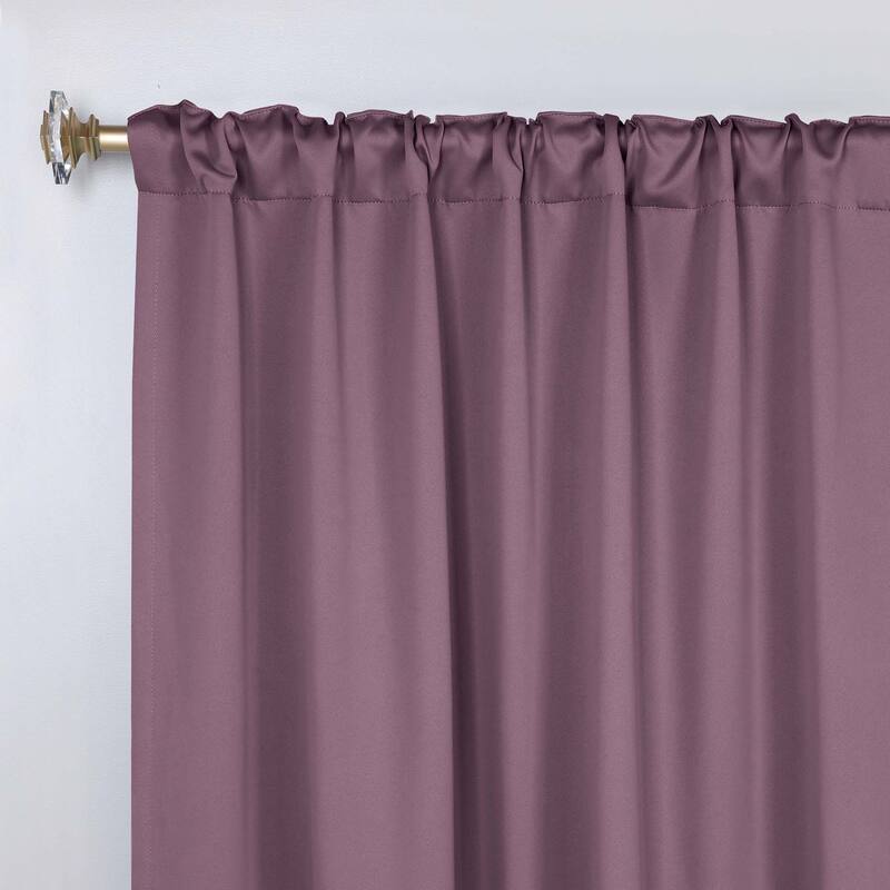 Superior Solid Machine Washable Room Darkening Curtains with Back Tabs, Set of 2