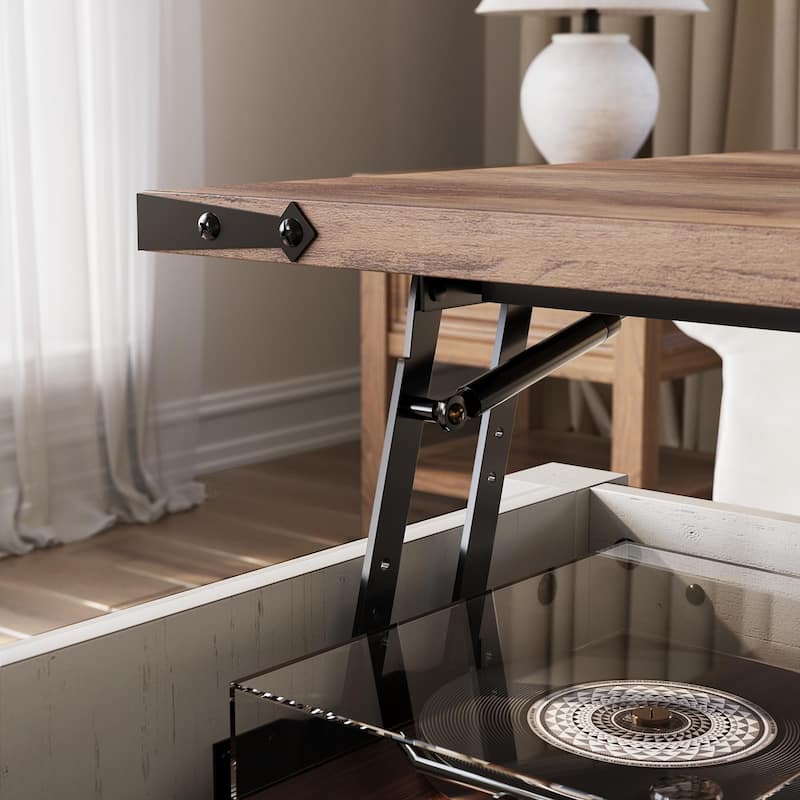 Farmhouse lift-top Coffee Table, Hidden Storage, Rustic Center Table