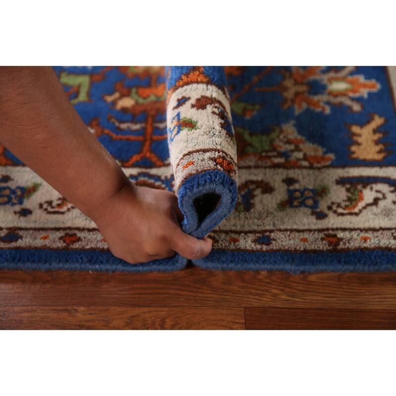 Blue Oushak Oriental Area Rug Hand-knotted Wool Carpet - 3'1"x 5'0"