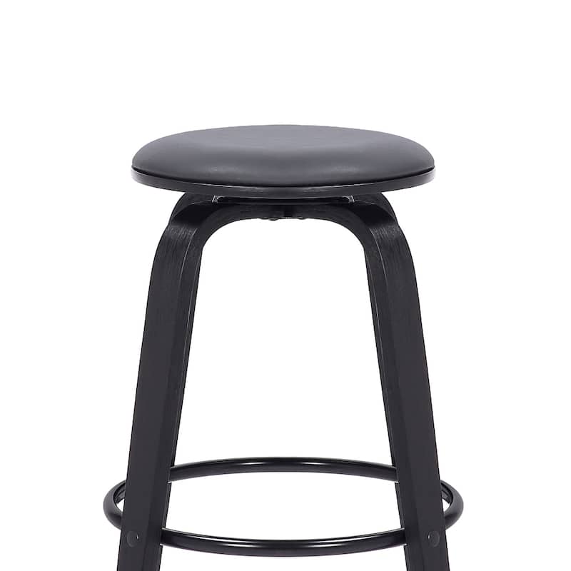 Fabric Backless Counter Height Swivel Bar Stool with Walnut Iron Frame