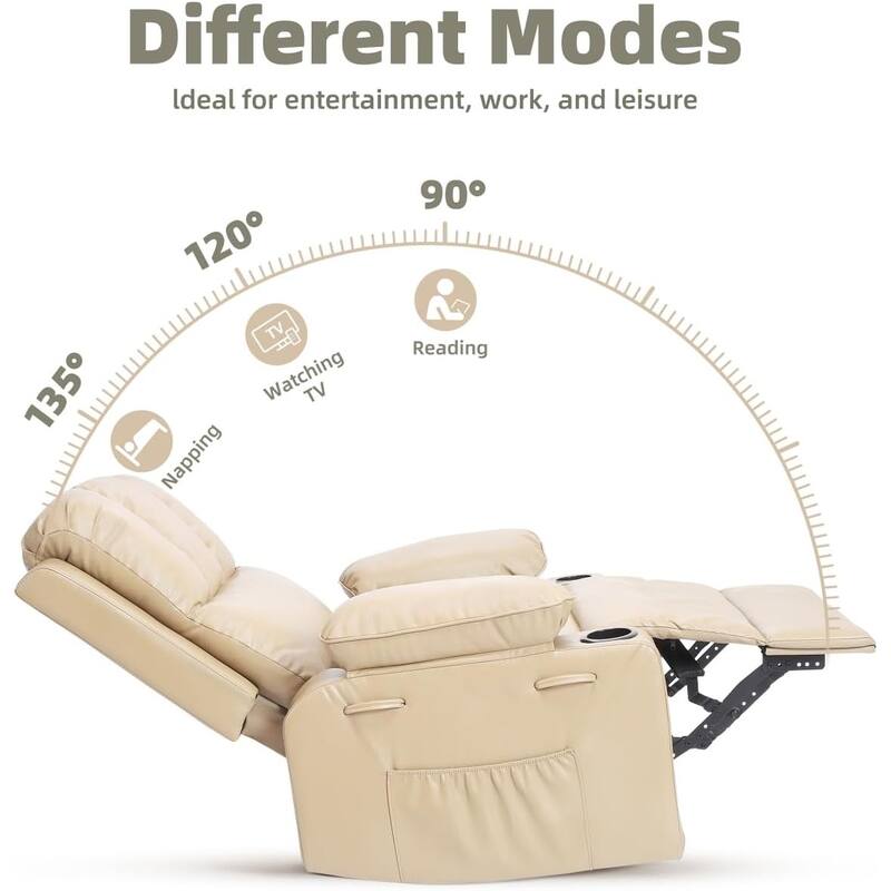 360° Swivel Oversized Recliner Chairs with Heat and Massage