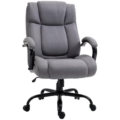 High Back Big and Tall Executive Office Chair - 484 lbs Capacity, Wide Seat, Linen Fabric, Adjustable Height & Swivel Wheels.