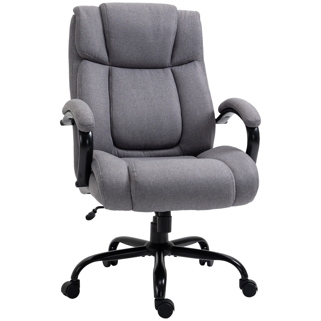 High Back Big and Tall Executive Office Chair - 484 lbs Capacity, Wide Seat, Linen Fabric, Adjustable Height & Swivel Wheels.