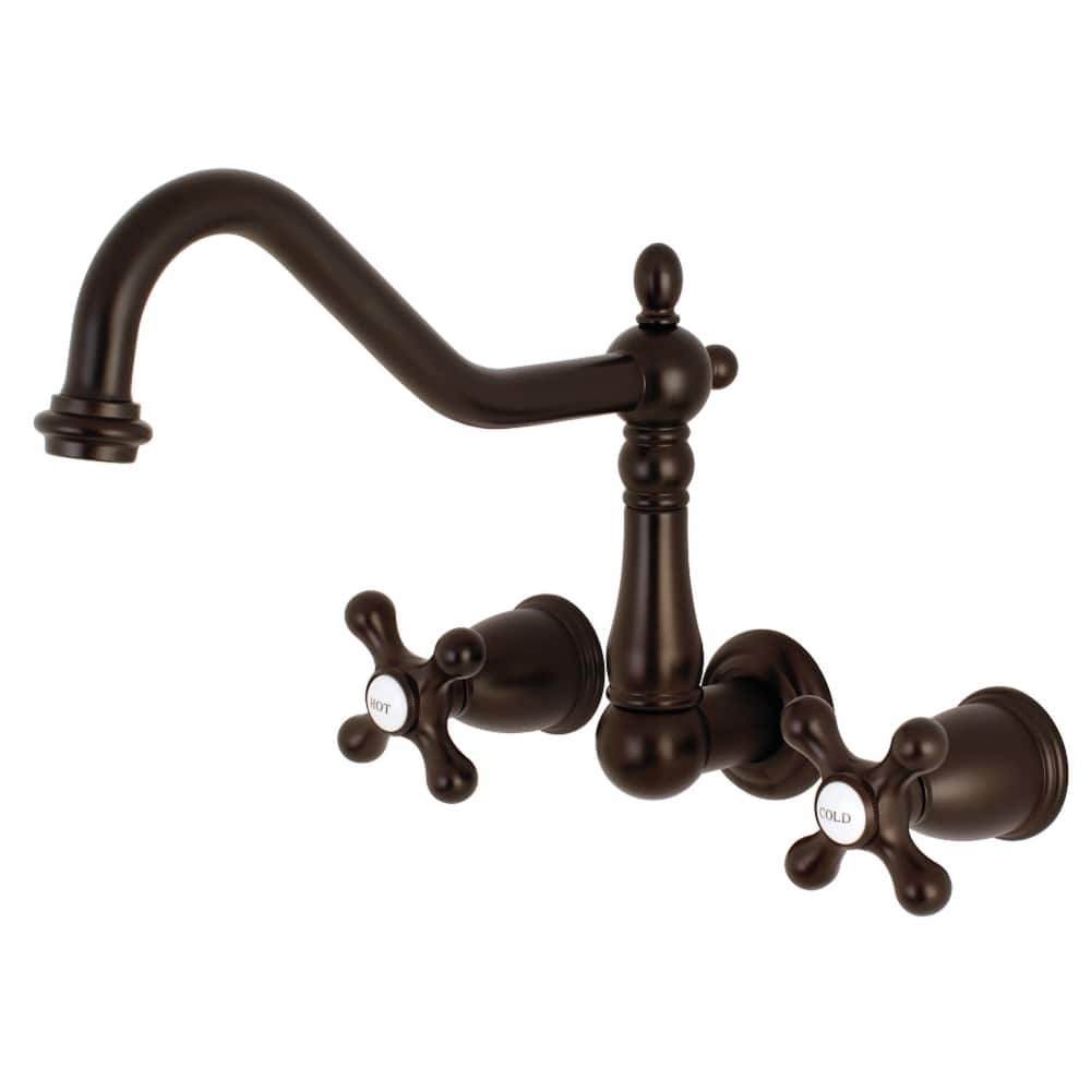 Heritage 3-Hole Wall Mount Roman Tub Faucet in Polished Brass
