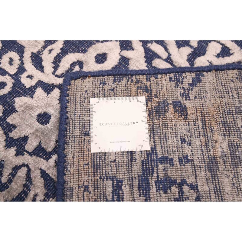 ECARPETGALLERY Hand Loomed Elysian Navy Viscose, Wool Rug - 5'0 x 8'0
