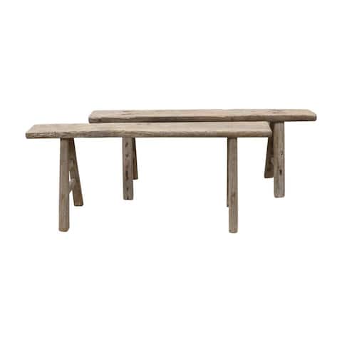 Lily's Living Vintage Noodle Bench, 55 Inch Long, Weathered Natural Wood Finish (Size & Finish Vary) - 55"W x 5.5"L x 20"H