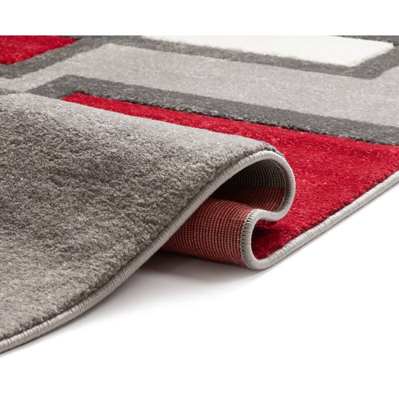 Well Woven Ruby Imagination Squares Modern Geometric Area Rug