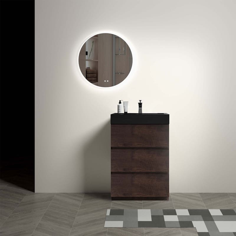 24" Walnut Bathroom Vanity with Sink