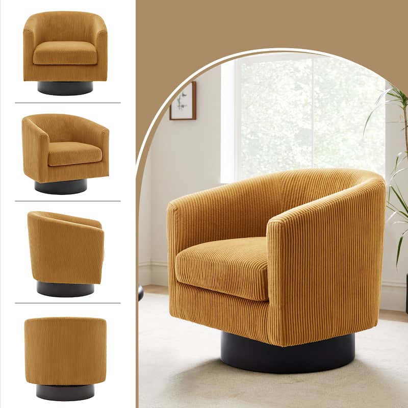 Modern 360° Swivel Corduroy Accent Chair Barrel Armchair