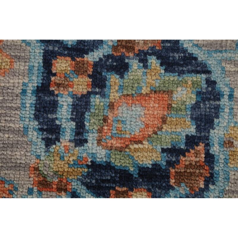 Floral Oushak Indian Area Rug Hand-Knotted Wool Carpet - 8'9" x 12'1"